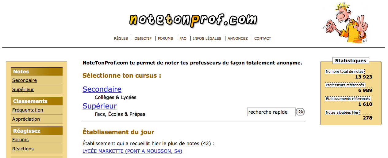 L'étudiant qui peut noter son professeur