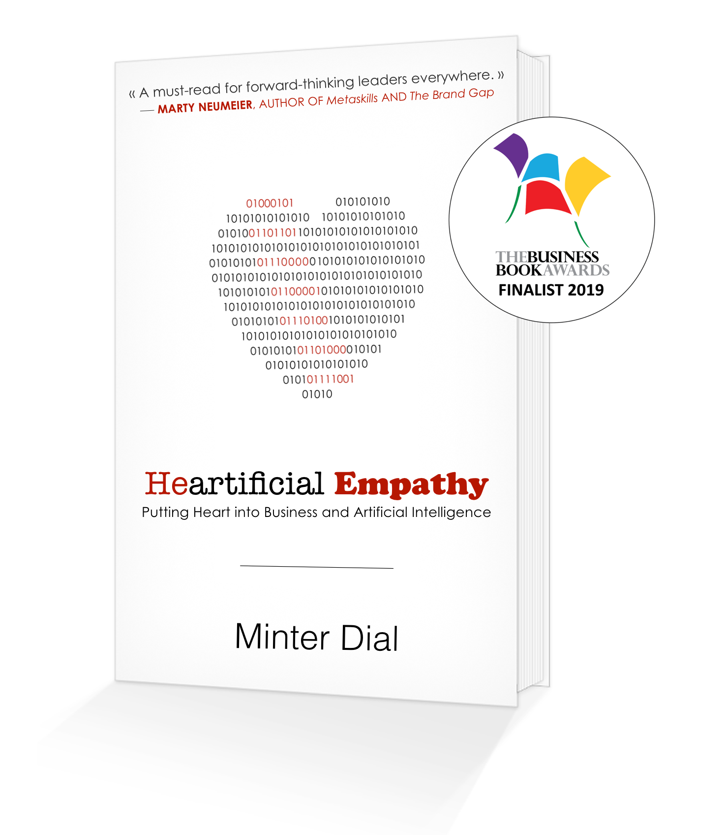 Front cover with book in 3D Heartificial Empathy with BBA 2019